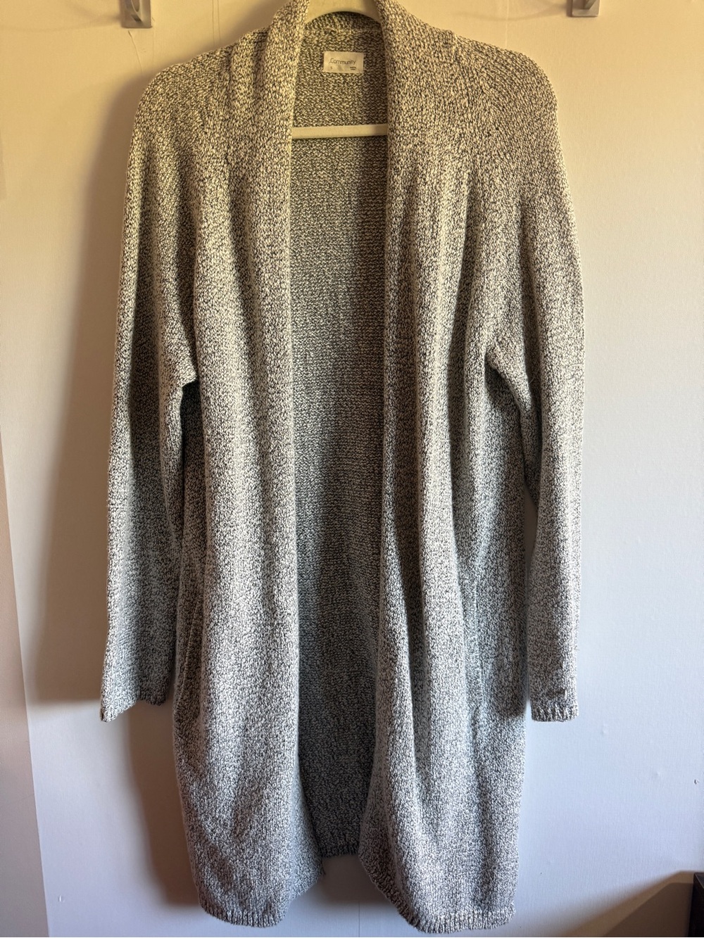 Community Aritzia Long Marled Knit Cardigan Grey White Size S Cozy Minimalist